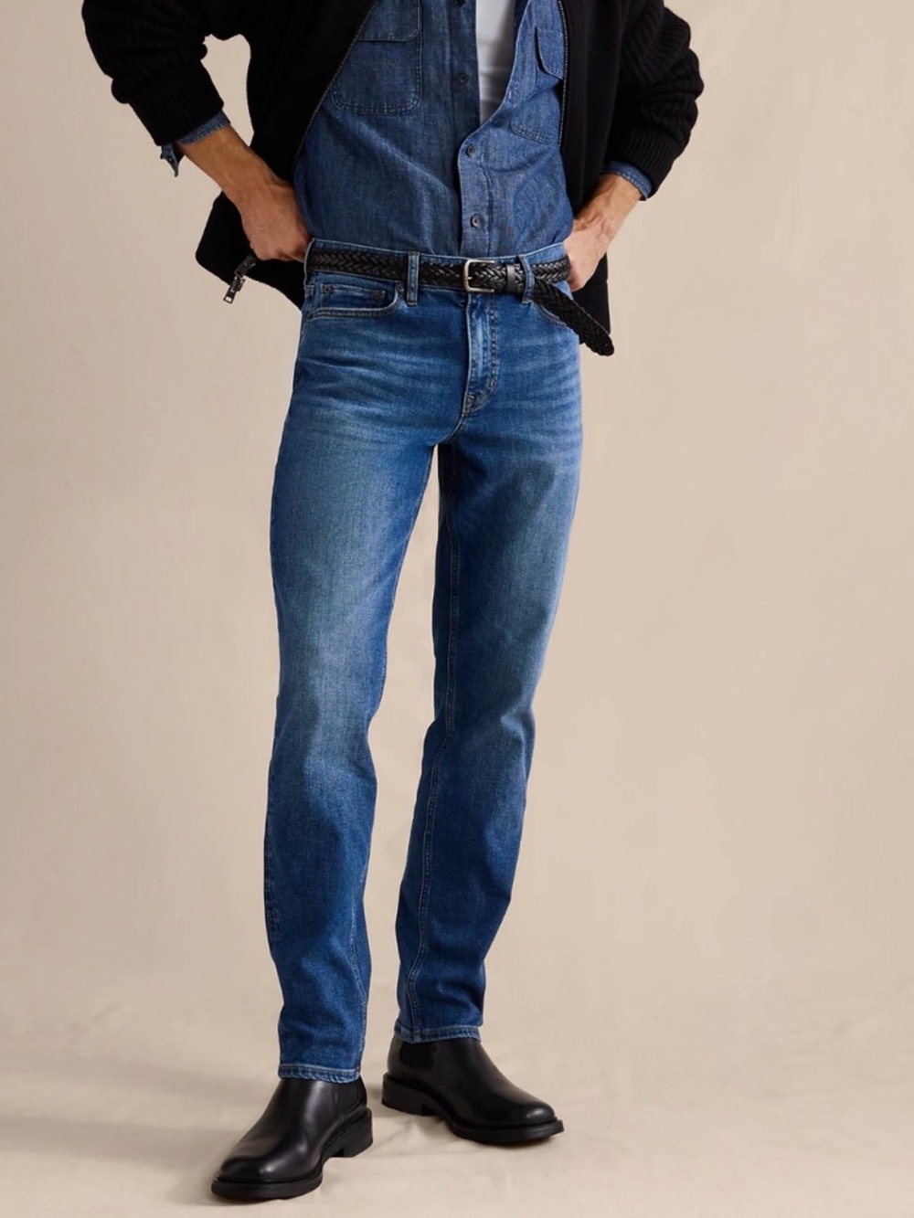 Men's Blue Straight Leg Jeans
